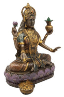 Ebros Hindu Goddess Lakshmi Meditating On Lotus Throne Statue 6.5"Tall Figurine