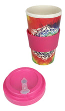 Sacred Rainbow Tie Dye Mandala Flower Reusable Travel Mug Cup W/ Lid And Sleeve