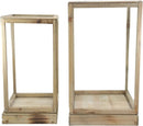 Ebros Set of 2 Large Rustic Clear Glass Display Boxes with Natural Wood Frames