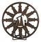 Rustic Round Pumpjack Cutout With Oil Derrick Towers Border Cast Iron Trivet