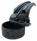 Celtic Knotwork Fantasy Fiery Dragon Guardian Round Decorative Trinket Box