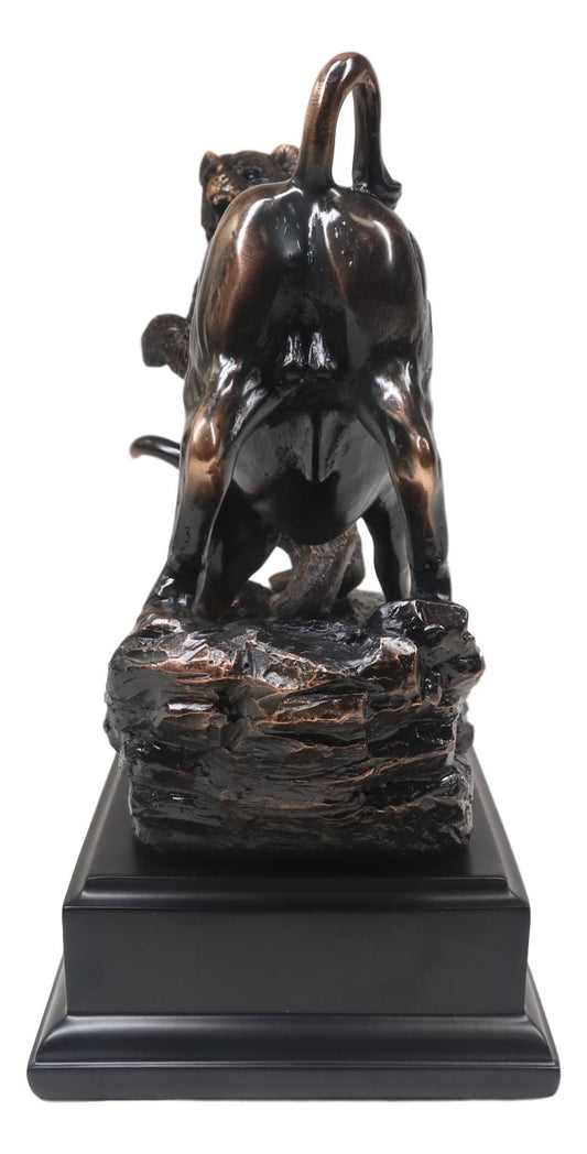 Wall Street Stock Market Signature Charging Bull With Conceding Bear Statue - Ebros Gift