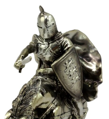 Medieval Royal Arms Of England Three Lions Charging Calvary Horse Knight Statue