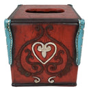 Western Cowgirl Red Valentines Love Heart Lace Scrollwork Tissue Box Cover Decor