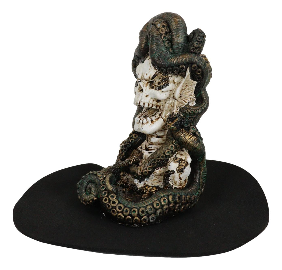 Cecelia Octopus Sea Witch Skull Bust Backflow Incense Cone Burner Figurine