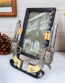 Rustic Western Double Pistol Revolver Guns 4"X6" Desktop Or Wall Picture Frame