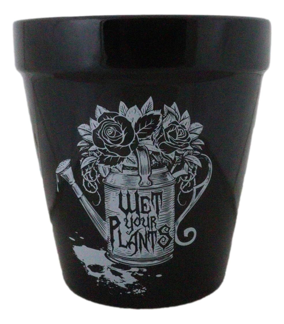 Wet Your Plants Skull Floral Watering Can Wicca Witch Flower Herbs Planter Pot