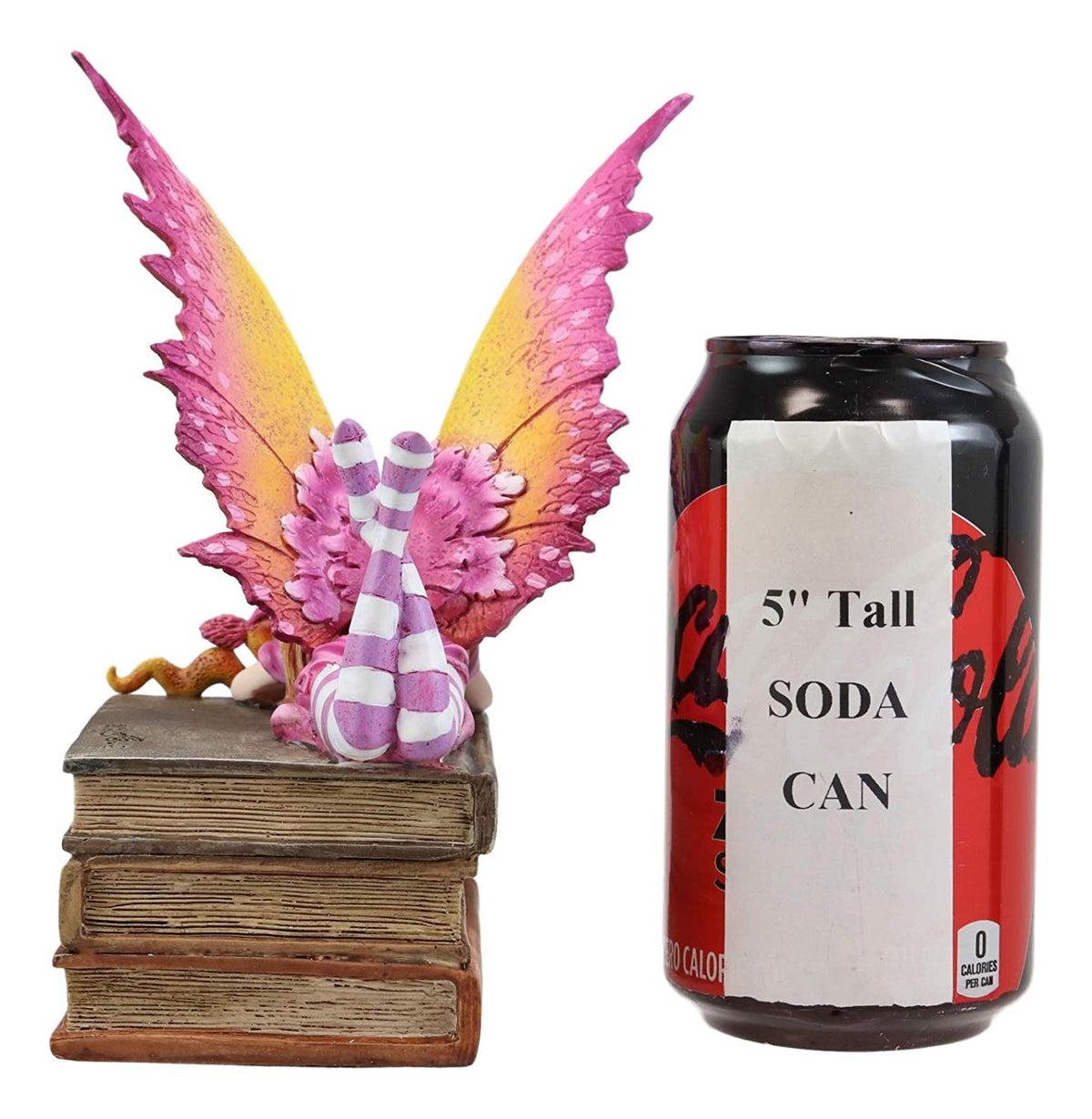 Ebros Amy Brown Autumn Pink Book Club Fan Fairy with Wyrmling Dragon On A Stack of Books Statue 7" High Fantasy Mythical Reading Faery FAE Magic Watercolor Collectible Decor Figurine - Ebros Gift