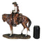 Western Desert Cowboy On Saddleback Riding Brown Stallion Horse Figurine