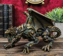 Ebros Crouching Steampunk Robotic Dragon Statue 10"L Mechanical Cyborg Dragon Beast