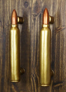 Set of 2 Oversized Faux Hunter Rifle Bullet Casings Barn Door Bar Pull Handles