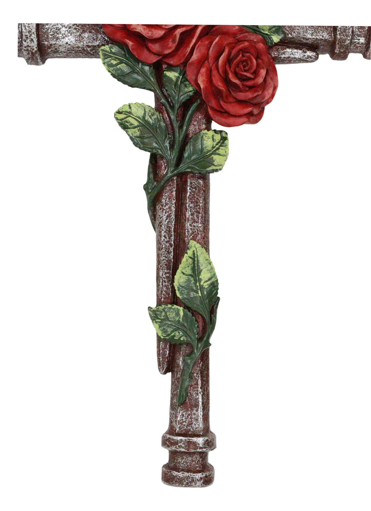 Rustic Western Romantic Red Roses Vine Roman Spike Nails Decorative Wall Cross