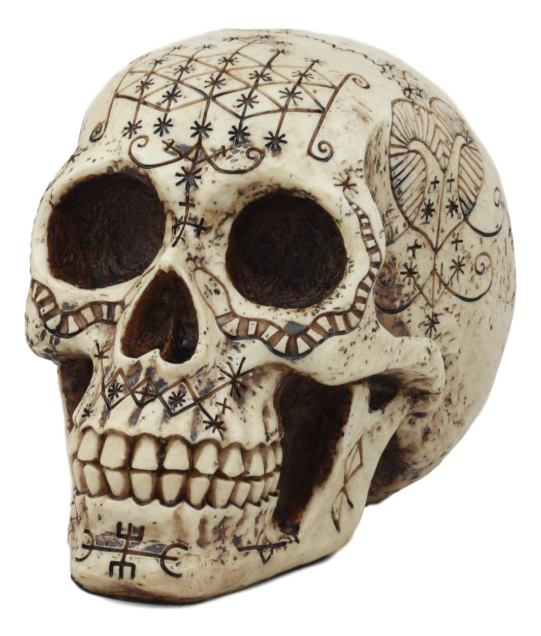Ebros Erzulie Freda Veve Haitian Ancient Voodoo Love Spells Romance Talisman Tattoo Skull Statue Gothic Skull Lwas Voudou Loa of Love Day Of The Dead Skeleton Cranium Figurine - Ebros Gift