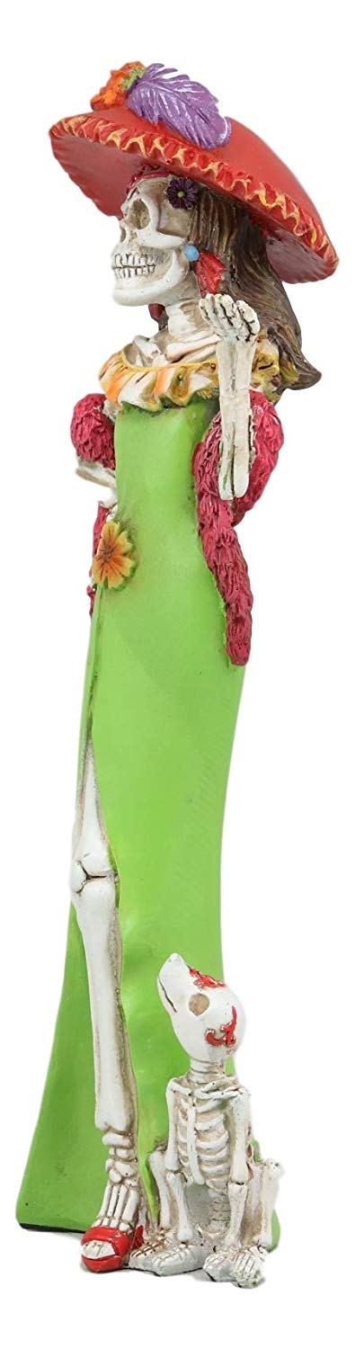 Ebros Day of The Dead Skeleton Lady Fiona with Green Gown Figurine 12.5" Tall