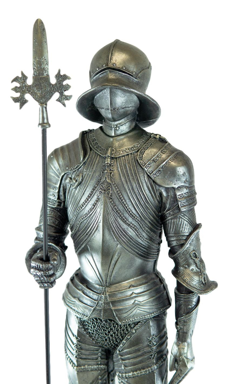 Large 23" Tall Medieval Halberdier Armored Guard Statue Suit of Armor Figurine