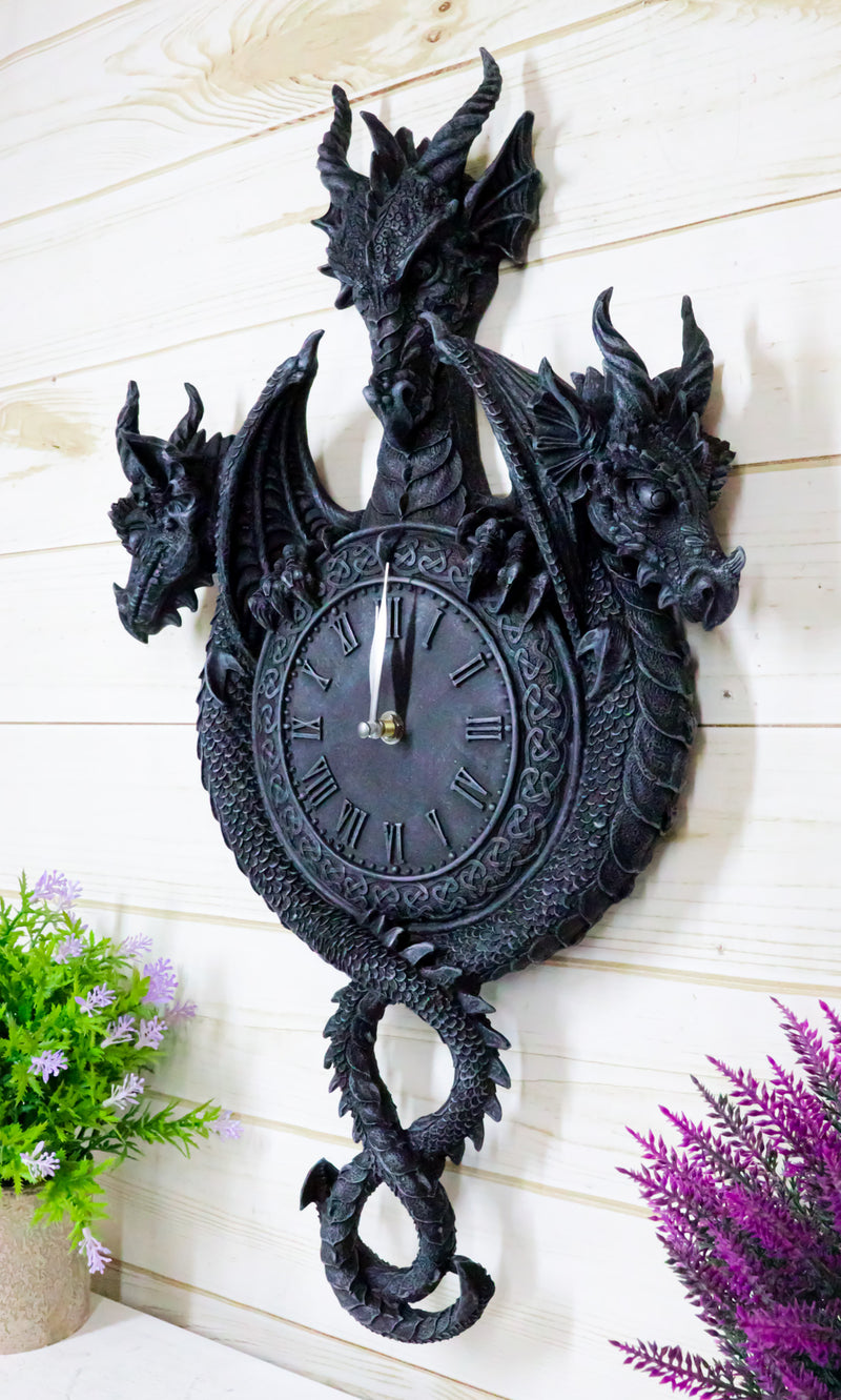 Large Gothic Spiral Serpent Triple Dragon Overlords Time Sentinels Wall Clock