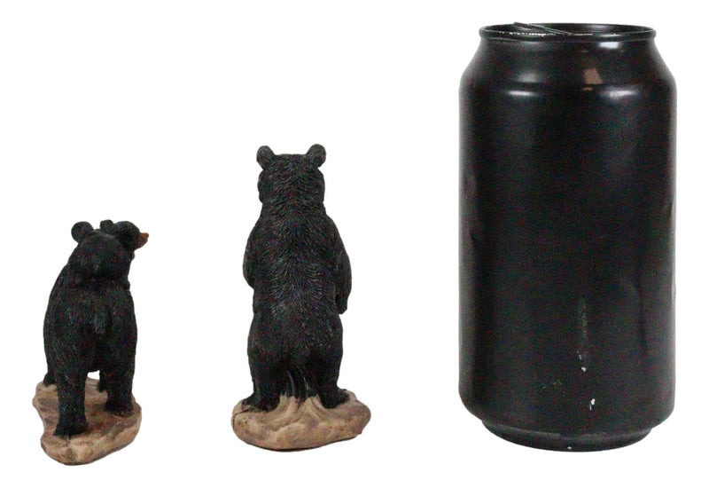 Ebros Western Rustic Black Mama Bear Playing W/ Baby Cub Set Of 4 Mini Figurines