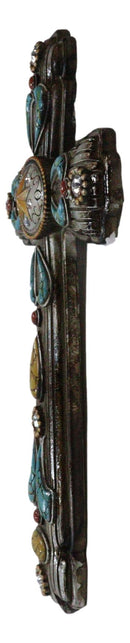 Rustic Southwestern Turquoise Ornate Patterns Western Star Concho Wall Cross