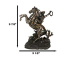 Rustic Western Desert Rodeo Cowboy On Rearing Horse With Lasso Ropes Figurine