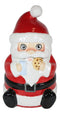 Ebros Whimsical North Pole Santa Claus With Milk And Cookie Ceramic Jar With Lid 10"H