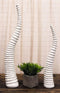 Set of 2 Rustic White African Gazelle Antelope Horns Decorative Vegan Sculptures