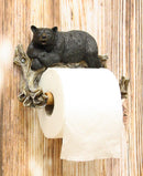 Ebros Rustic Lazy Black Bear Resting On Tree Branch Toilet Paper Holder Figurine 8.25" Wide Powder Room Bathroom Wall Decor Plaque For Cabin Hunting Lodge Animal Bears Accent