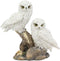 Ebros Mystical Two White Snowy Baby Owlets Perching On Tree Branch Statue 7"Wide