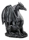 Large Medieval Sentry Abraxas Fantasy Black Dragon On Guard Statue 18"Tall Decor