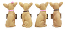Ebros Set of 4 Adorable Tea Cup Chihuahua Dog Holding Humorous Signs Small Figurines 4.25"Tall