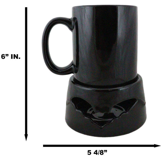 Wicca Vampire Bat Black Cup With Candle Holder Mug Warmer Shadow Caster Set