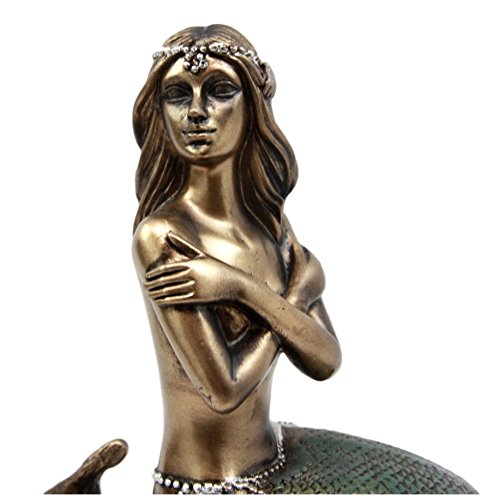 Ebros Gift Coastal Shy Nude Mermaid Maiden Sitting On Coral Decorative Figurine 5.75" H