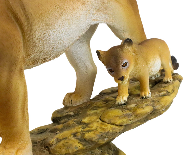 Safari African Lion Queen Lioness With Cub Family Statue 11"L Animal Collectible