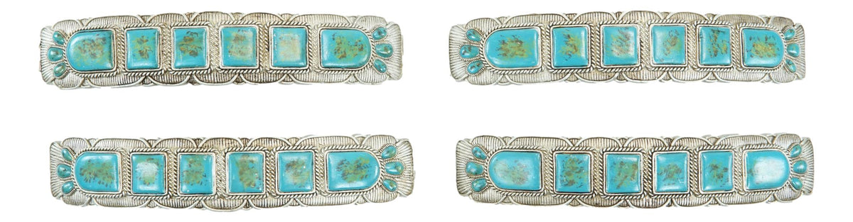 Set Of 4 Southwestern Turquoise Rocks Braided Ropes Cabinet Bar Pulls 6.5"L
