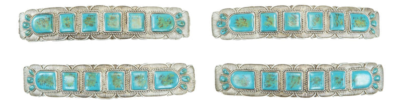 Set Of 4 Southwestern Turquoise Rocks Braided Ropes Cabinet Bar Pulls 6.5"L