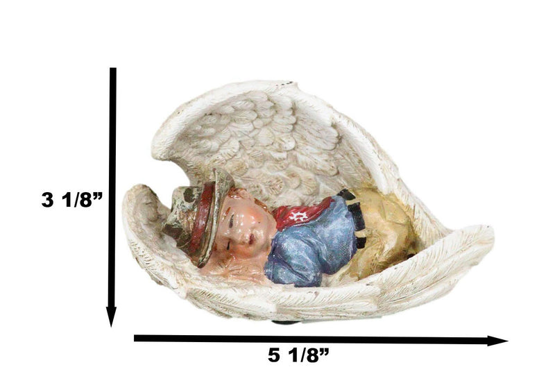 Rustic Western Cowboy Angel Baby Peacefully Sleeping In Giant Wings Figurine