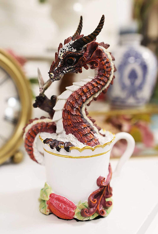 Ebros Cocoa Dragon Drunken Beverage Spirit Drinks and Dragons Statue 7.75" Tall - Ebros Gift