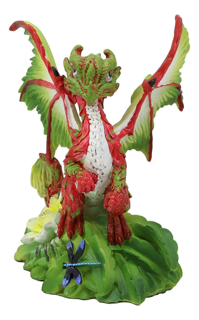 Ebros Fantasy Green Thumb Exotic Dragonfruit Dragon Statue Fairy Garden Collectible