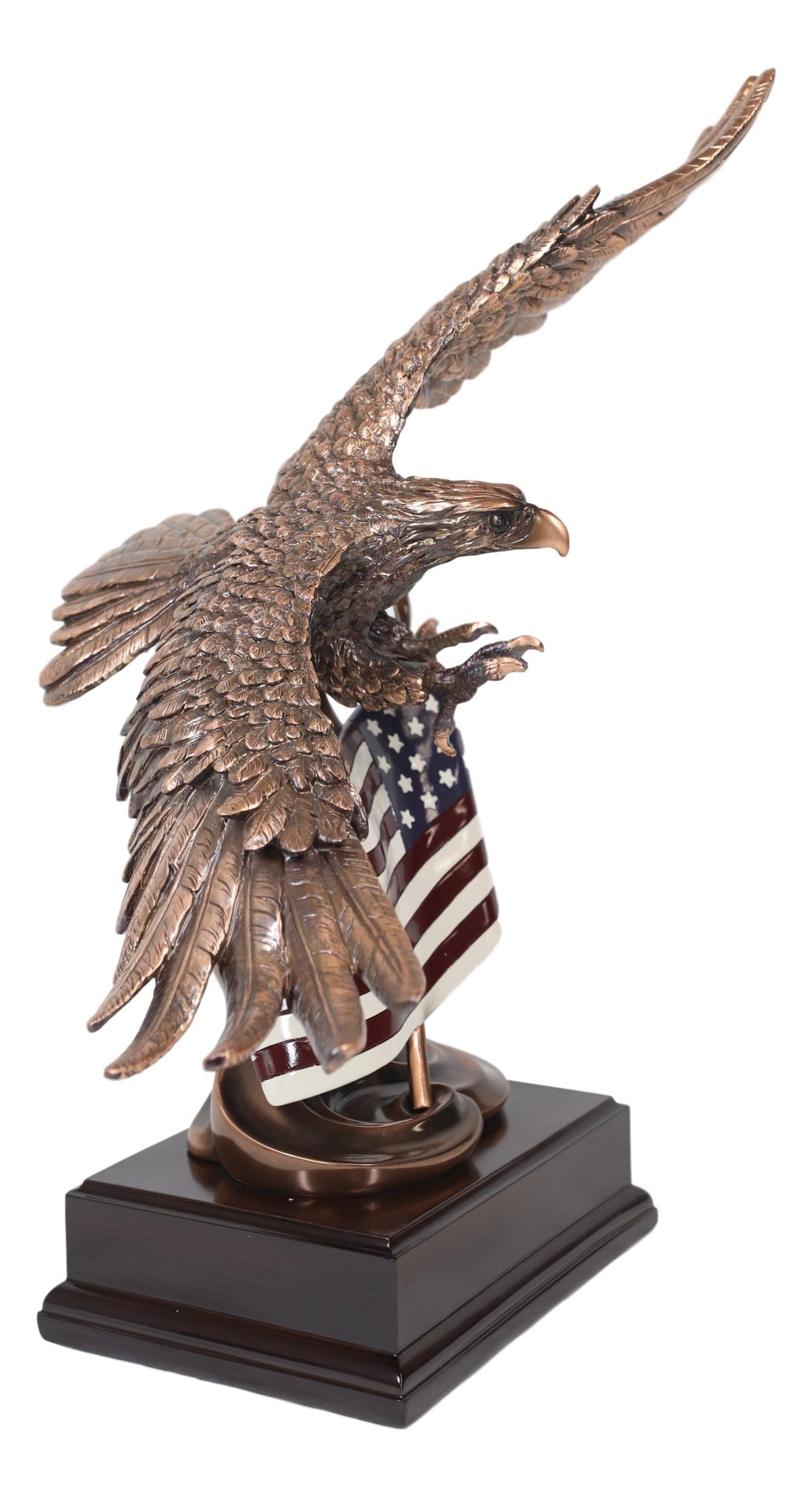 Ebros Bald Eagle Soaring Over The Star Spangled Banner American Flag Statue - Ebros Gift