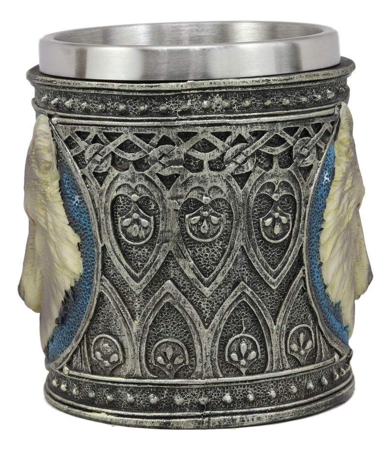 Ebros Gift Alpha Direwolf Wolf Celtic Tribal Magic Resin 16oz Drinking Mug With Stainless Steel Rim Figurine For Coffee Tea Cereal Drinks Halloween Kitchen Dining Decor Of Timber Wolves
