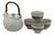 Ebros Japanese Sakura Pastel Blue Plum Cherry Blossom Porcelain Tea Pot And 4 Cups Set
