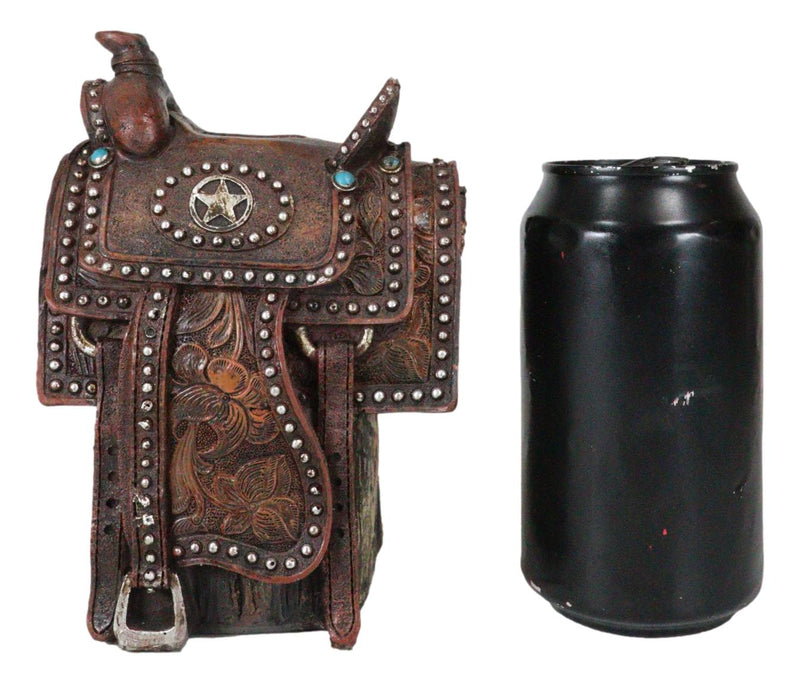 Rustic Western Cowboy Horse Saddle Lone Star Money Coin Savings Piggy Bank