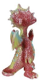 Small Collector Teal Spotted Red Baby Dinosaur Dragon Waving Hello Figurine