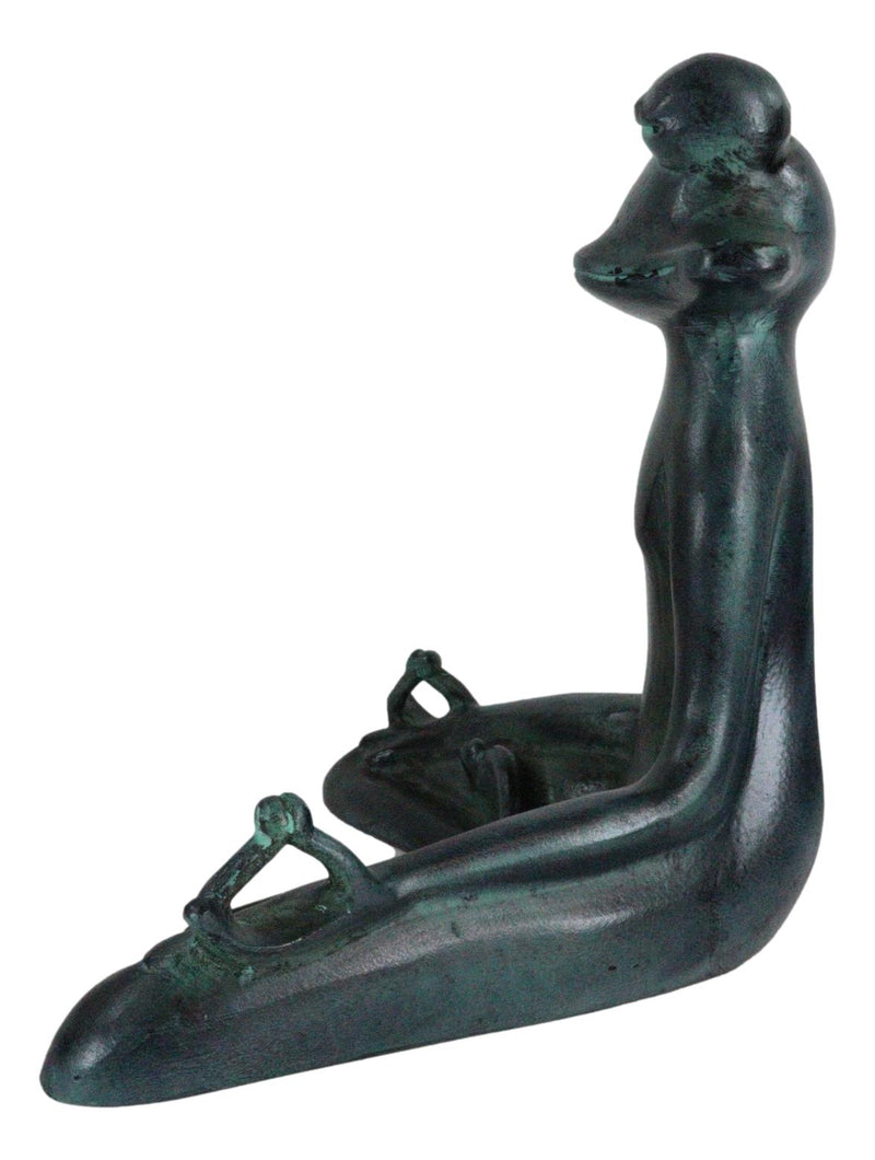 Ebros Verdi Aluminum Meditating Yoga Frog Garden Statue 11.5"H Inner Peace