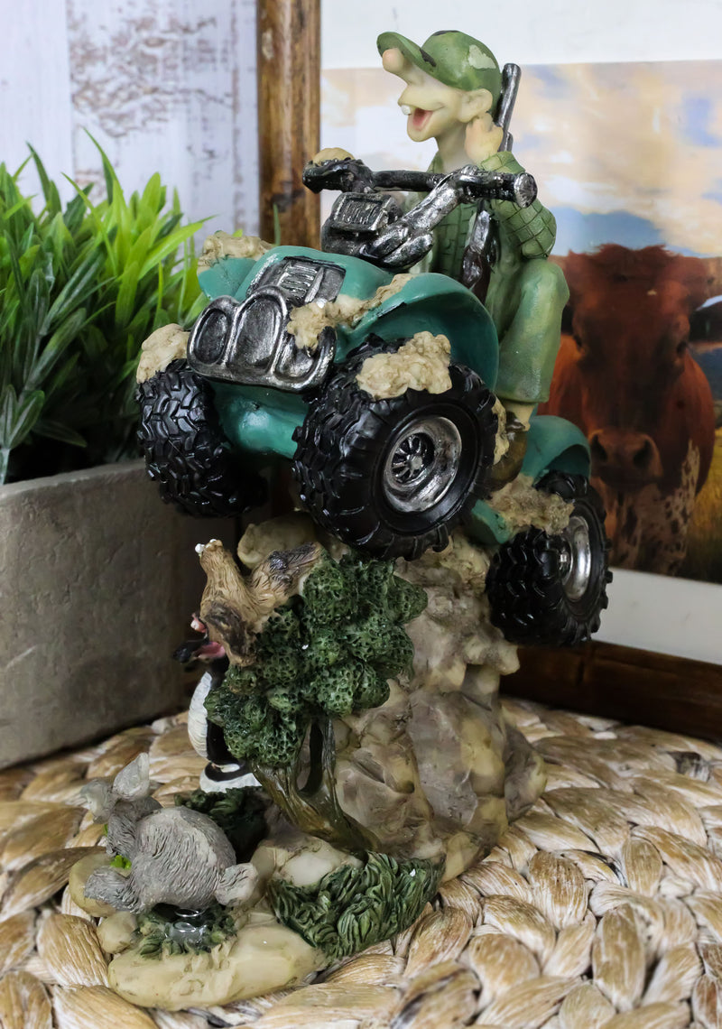 Hillbilly Ride Country Hunter With Rifle On A Mud Runner With Animals Figurine