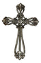 Western Rustic Silver Tuscany Scrollwork Fleur De Lis Decorative Wall Cross