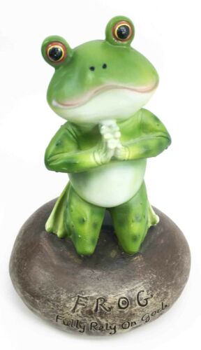 Frog Leap Of Faith Starts With Prayer On Both Knees Figurine Inspirational Decor - Ebros Gift