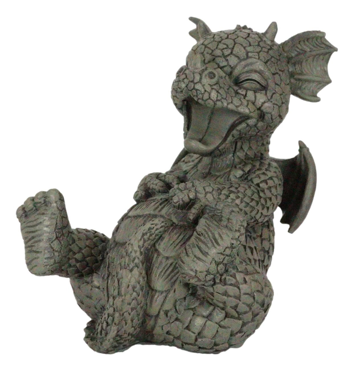 Ebros Whimsical L.O.L Soul Garden Laughing Out Loud Dragon Statue 7.75" Tall Faux Stone Resin Finish Hilarious LOL Fantasy Animated Dragons Welcome Guest Greeter Decor Figurine - Ebros Gift