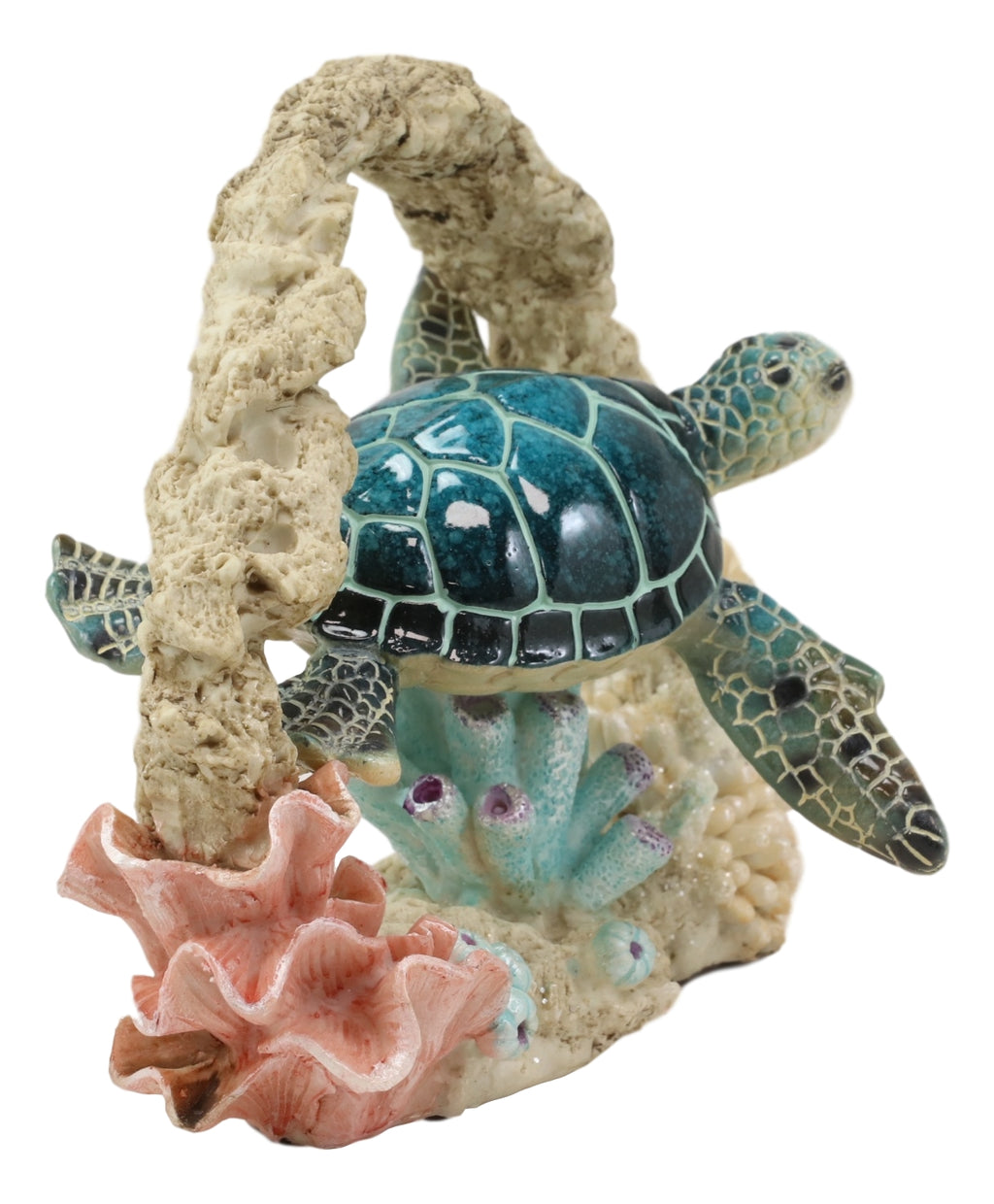 Ebros Larger Nautical Marine Blue Shell Sea Turtle Swimming By Coral R ...