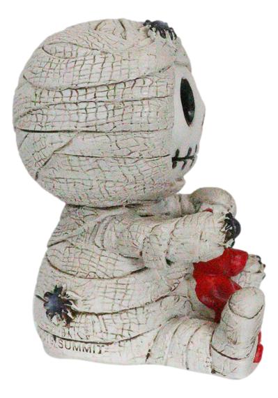 Ebros Furrybones Mummy Sarcophagus with Red Teddy Bear & Spiders Figurine 2.75"H - Ebros Gift