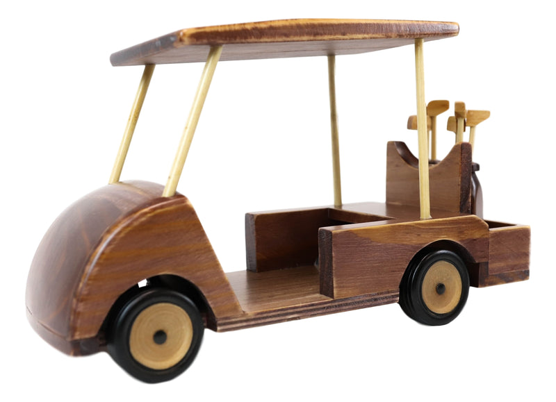 Hand Made Wood Retro Classic Style Golf Cart Pit Car Wine Holder Figurine Decor